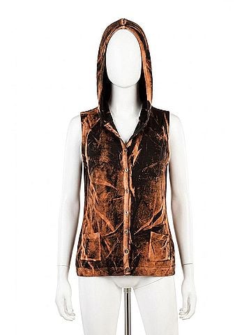 Angel Bleach Snap-Front Hoodie Vest in Black (view 1)