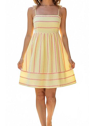 By Together Striped Lemonade Mini Dress in Pink/Yellow (view 2)