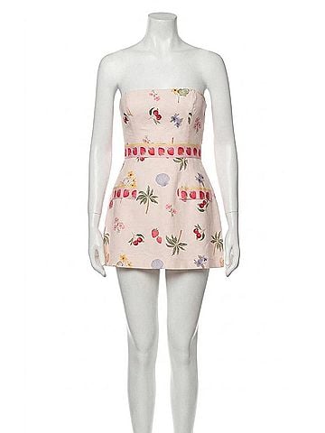 Amanda Uprichard Strapless Bethany Romper in Boardwalk Print (view 1)