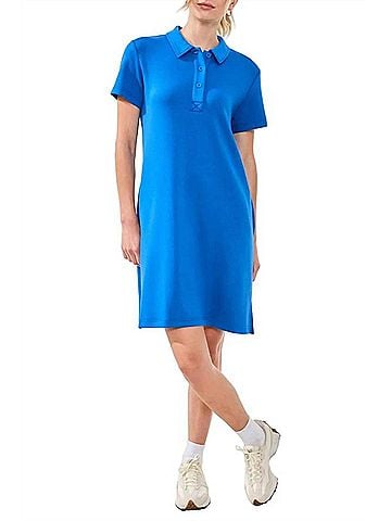 Tribal Techno Lux Scuba Short Sleeve Polo Dress in Turkishsea (view 2)
