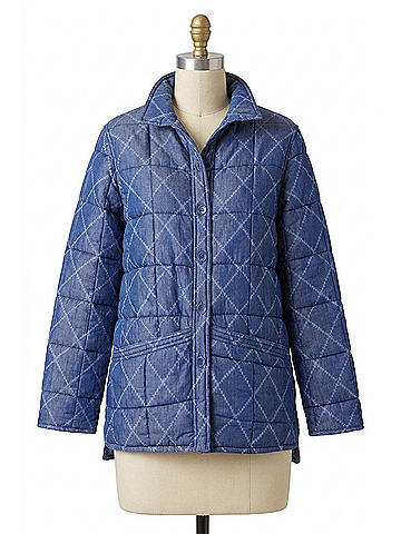 Habitat Cozy Quilt Chloe Shacket in Denim (view 1)