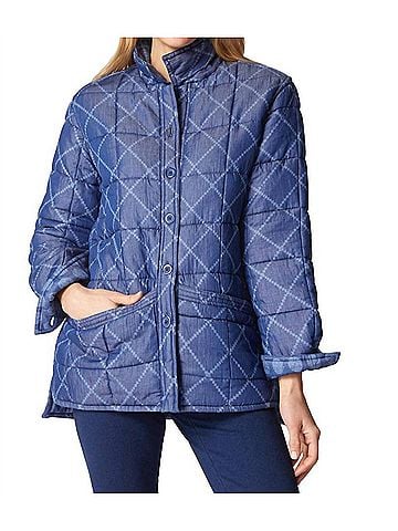 Habitat Cozy Quilt Chloe Shacket in Denim (view 2)