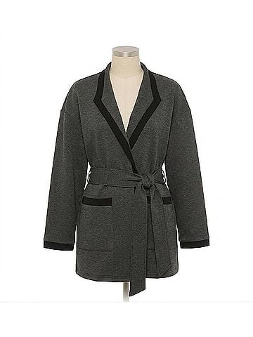 Joseph Ribkoff Belted Wrap Kimono Coat in Grey Melange/Black (view 1)