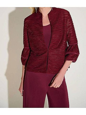 Joseph Ribkoff Cascade Knit Twin Set Jacket in Merlot (view 2)