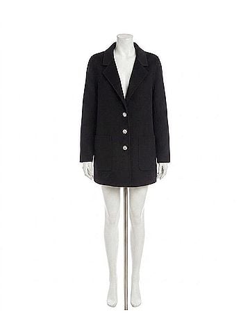 Karen Kane Olyssa Oversized Brushed Blazer With Rhinestone Buttons in Black (view 1)