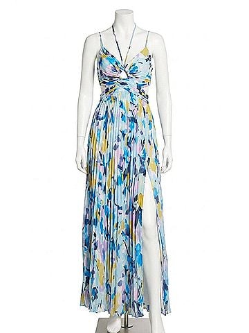 Astr Aquate Maxi Dress in Aqua Blue Multi (view 1)