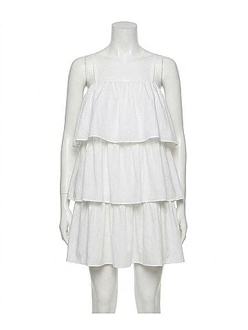 Day + Moon Ruffles For Days Mini Dress in White (view 1)