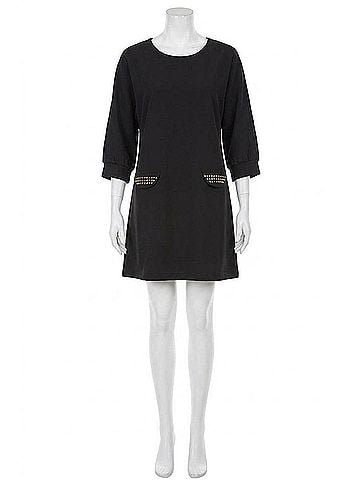 Joy Joy Stud Kimono Mini Dress in Black (view 1)