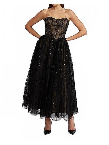 Lucy Paris Kelly Lace Maxi Dress in Black (view 2)