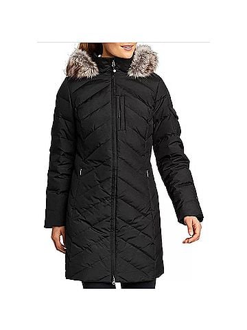 Eddie Bauer Sun Valley Puffer Parka Long Coat in Black (view 2)