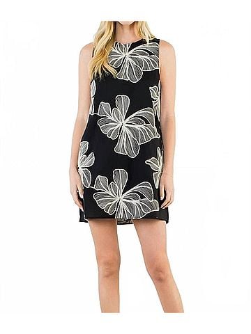 THML Elara Embroidered Mini Dress in Black (view 2)