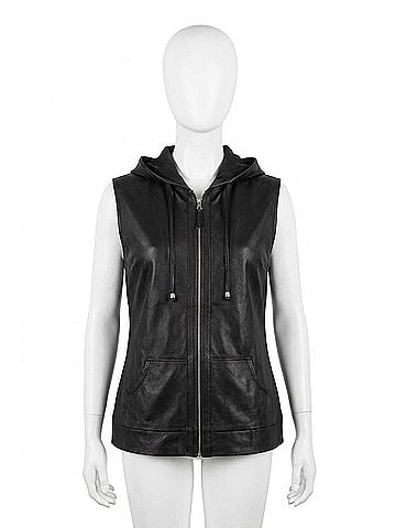 Angel Hoodie Zip Vest in Black (view 1)
