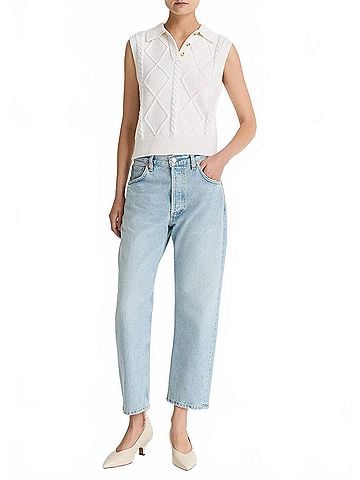Vince. Cable-Knit Wool &amp; Cotton-Blend Sweater Vest in Off White (view 2)