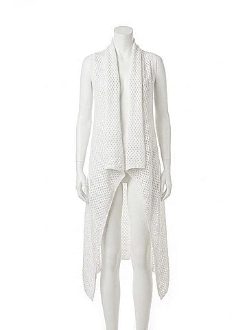 Angel Open Weaved Vest in White (view 1)