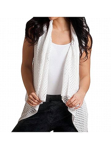 Angel Open Weaved Vest in White (view 2)