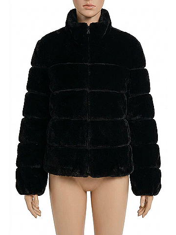Love Token Lizzo Faux Fur Zip Jacket in Black (view 1)