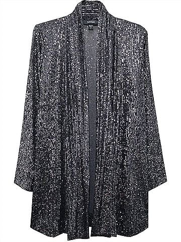 Karen Kane Sequin Duster in Smoke (view 1)