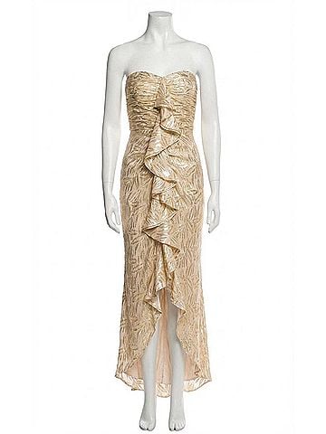 Ramy Brook Ruffled Metallic Silk Strapless Dress in Gold (view 1)