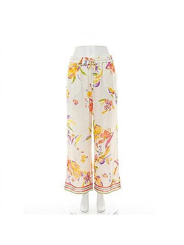 THML Loose Floral Pattern Pants in Cream (view 1)
