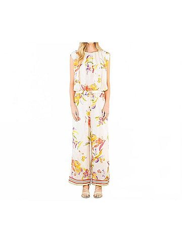 THML Loose Floral Pattern Pants in Cream (view 2)