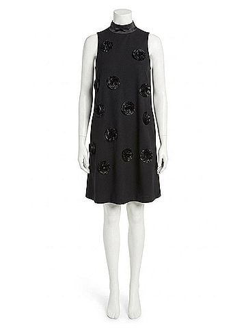 Tyler Boe Cleo Ponte Satin Trim Dress in Black (view 1)