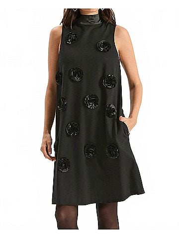 Tyler Boe Cleo Ponte Satin Trim Dress in Black (view 2)