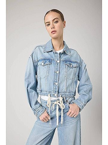Blank NYC Cropped Denim Jacket in Feeling Good (view 2)