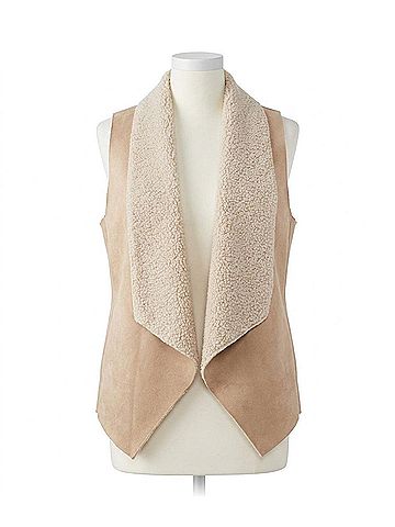 FDJ Faux Suede Sherpa Lined Vest in Tan (view 1)
