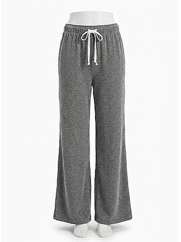 Bobi Wide Leg Drawstring Pants in Dark Grey (view 1)