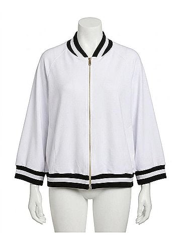 Always For Me Plus Size Hudson Bomber Jacket in White (view 1)