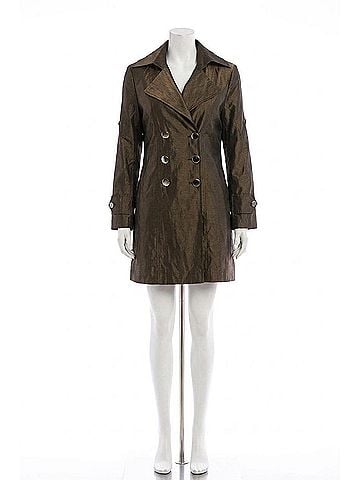 Angel Metallic Double Breasted Rain Jacket in Army (view 1)