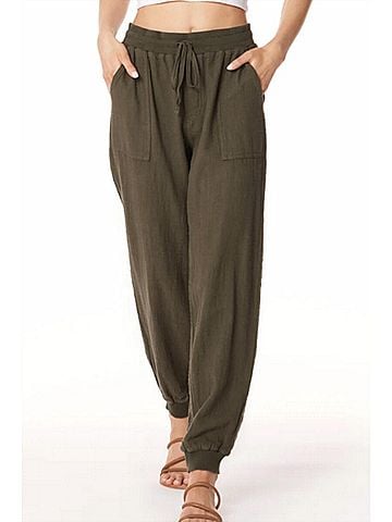 Bobi Women's Drawstring Jogger in Troops (view 2)