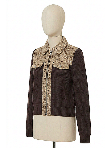 Central Park West Halsey Tweed And Sweater Jacket in Brown (view 1)