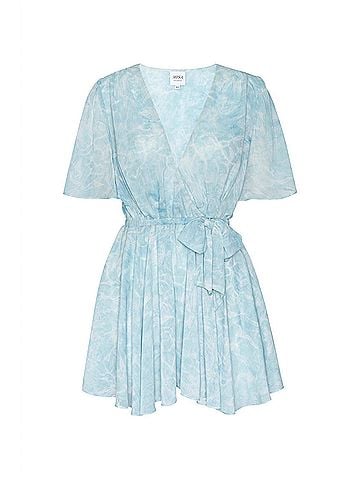 MISA Los Angeles Kaila Dress in Acqua Blue Chiffon (view 1)