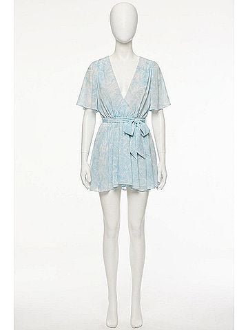 MISA Los Angeles Kaila Dress in Acqua Blue Chiffon (view 2)