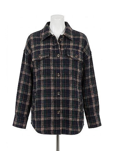 Mikarose Women's Flannel Shirt Jacket in Colonial Blue Plaid (view 1)