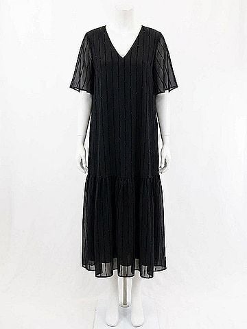 Adrienne Velvet Flutter Sleeve Maxi Dress in Black (view 1)