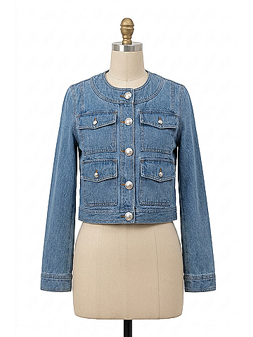 Central Park West Liam Denim Lady Jacket in Blue (view 1)