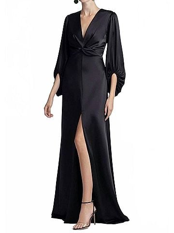 Sachin + Babi Jenny Satin Crepe Gown in Black (view 2)