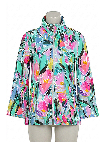 Dolcezza Pure Joy 1 Simple Art Stretch Sports Jacket in Multi Green Pink (view 1)