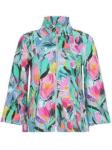 Dolcezza Pure Joy 1 Simple Art Stretch Sports Jacket in Multi Green Pink (view 2)