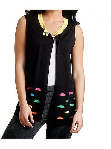 Angel Color-Blocked Cutout Vest in Black Multi (view 2)