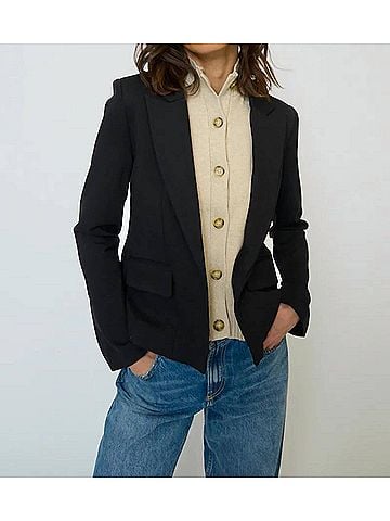 Central Park West Halsey Ponte Dickey Jacket in Black (view 2)