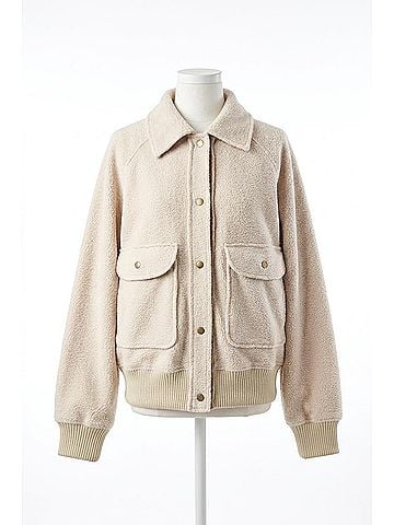 AEMI+CO Cropped Button-Up Fleece Jacket in Cream (view 1)