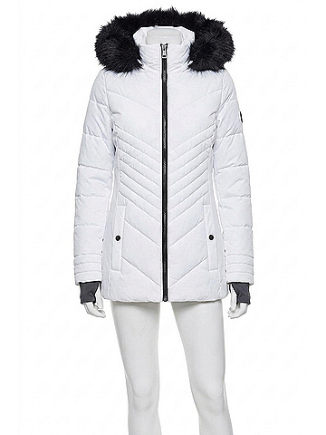 London Fog Zip-Front Puffer Jacket With Removable Faux Fur Trimmed Hood in White (view 1)