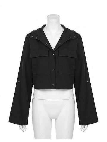 HEROINE SPORT Ava Cropped Lightweight Performance Jacket in Black (view 1)