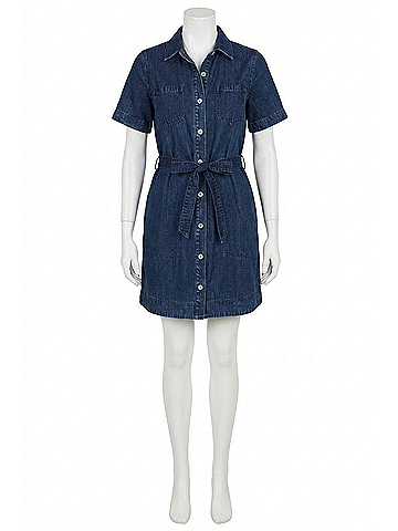 Bella Dahl Short Sleeve Utility Shirt Dress in Horizon Blue Wash (view 1)