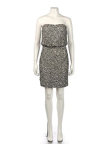 Adrianna Papell Strapless Blouson Sequin Dress in Grey (view 1)