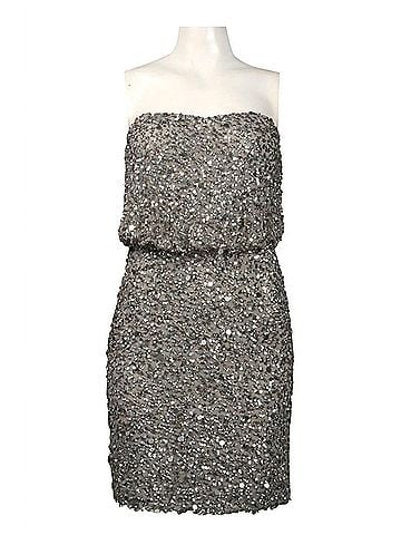 Adrianna Papell Strapless Blouson Sequin Dress in Grey (view 2)