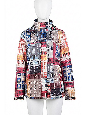 Dolcezza Marcus Akerman Print Removable Lining Hooded Coat in Multi (view 1)